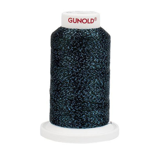 50646 - Black with Aqua Sparkle 30 Wt Gunold Poly Star - Oh My Crafty Supplies Inc.