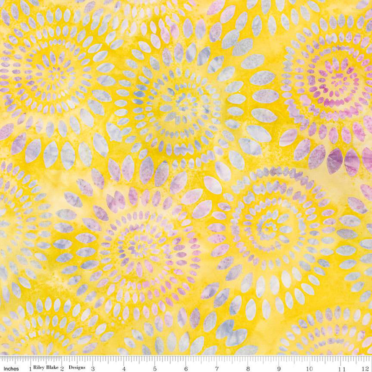 Batiks Tjaps Dahlias Yellow Cream 1/2 yard