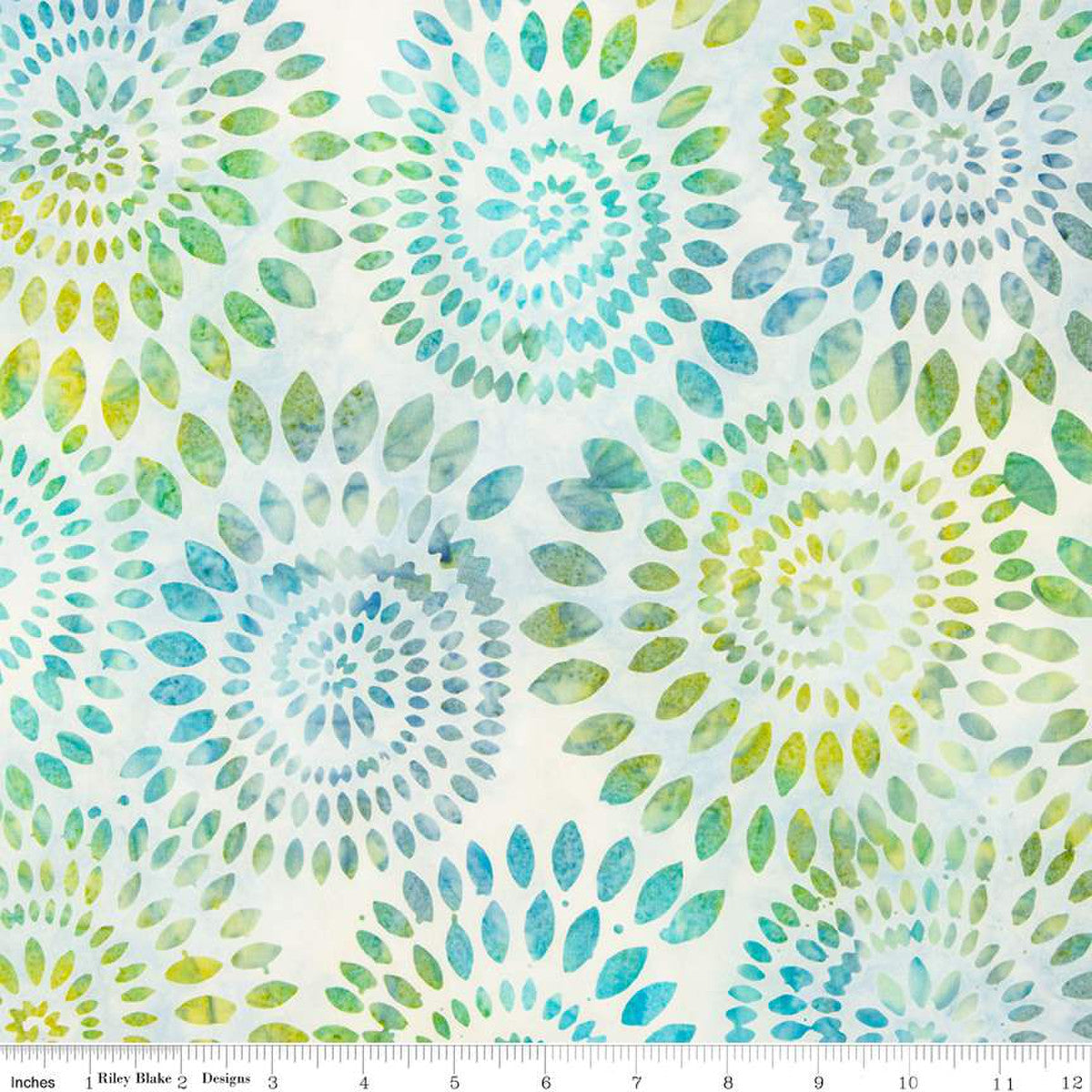 Batiks Tjaps Dahlias Coastal Shimmer 1/2 yard