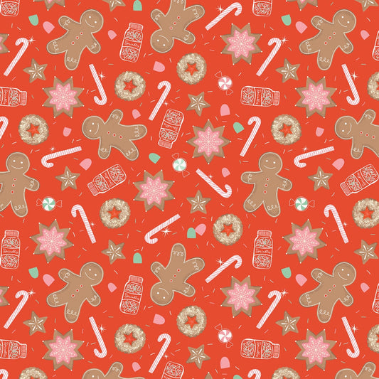 Riley Blake Designs Holiday Cheer Main Red  1/2 yard