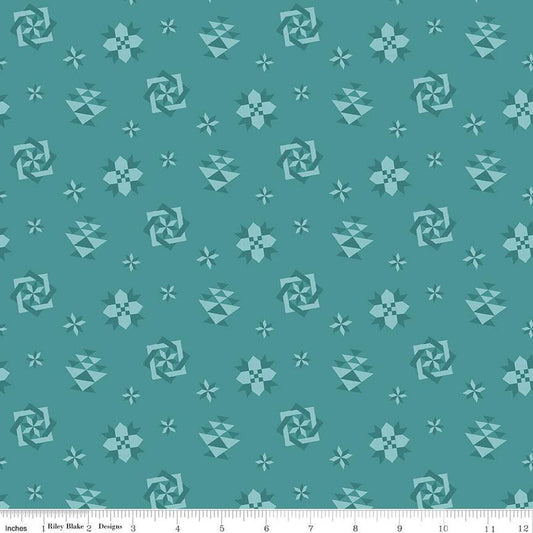 Spring Barn Quilts Quilt Blocks Teal 1/2 yard