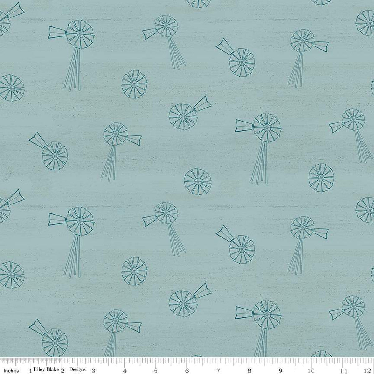 Spring Barn Quilts Windmills Aqua 1/2 yard