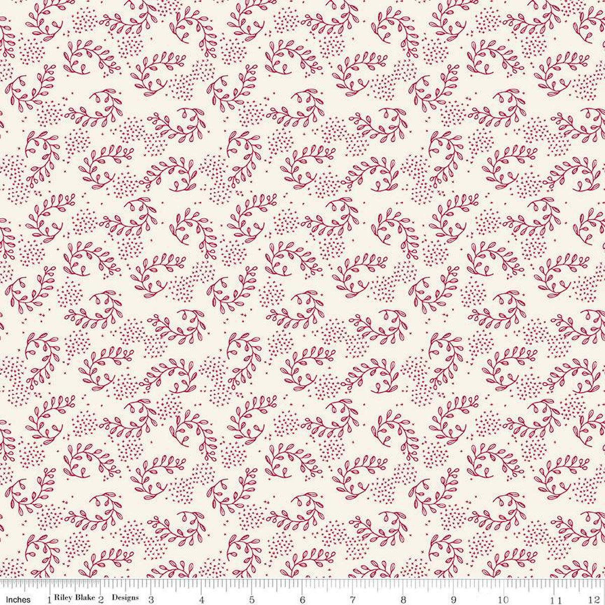 Heirloom Red Sprigs Cream 1/2 yard