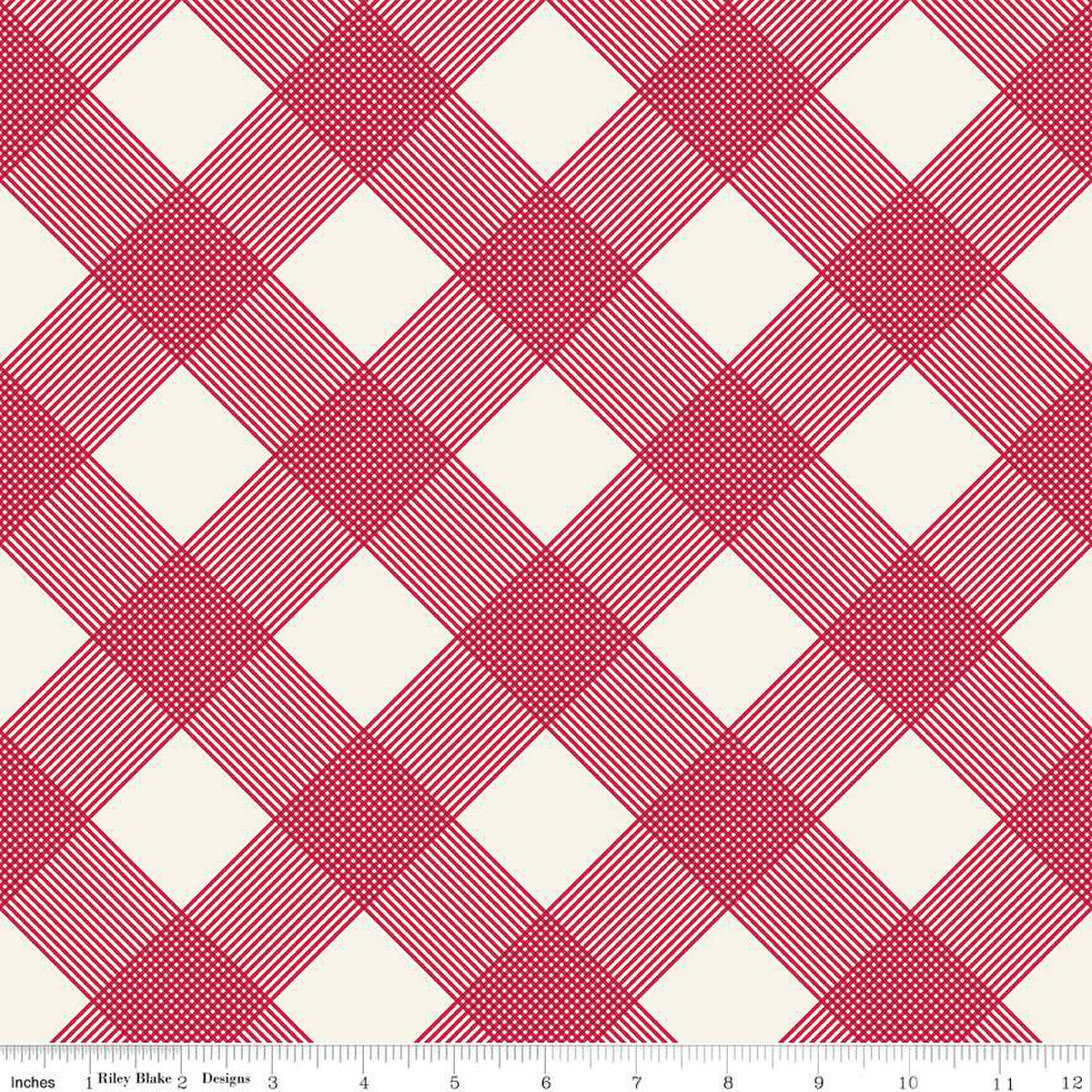 Heirloom Red Line Plaid Cream 1/2 yard