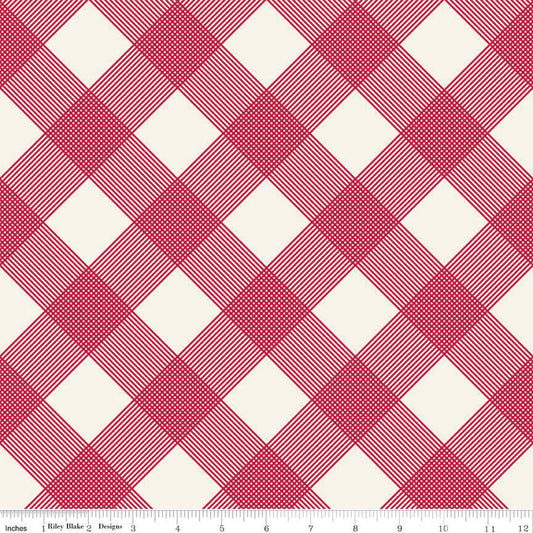 Heirloom Red Line Plaid Cream 1/2 yard