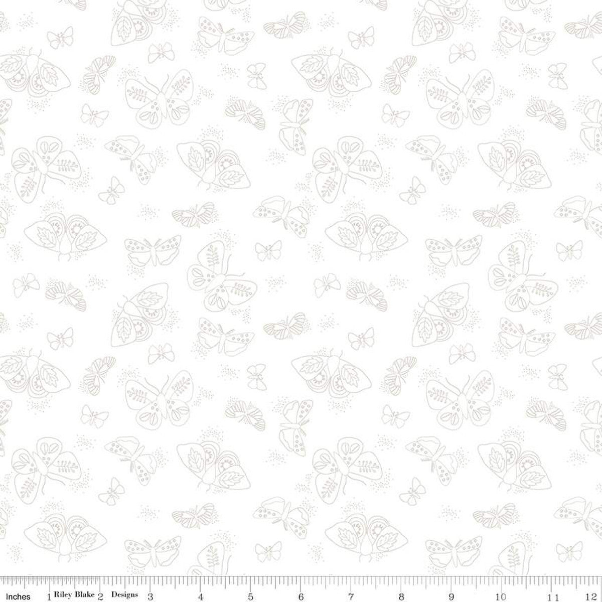 Lights On Flutter (White on White) 1/2 yard