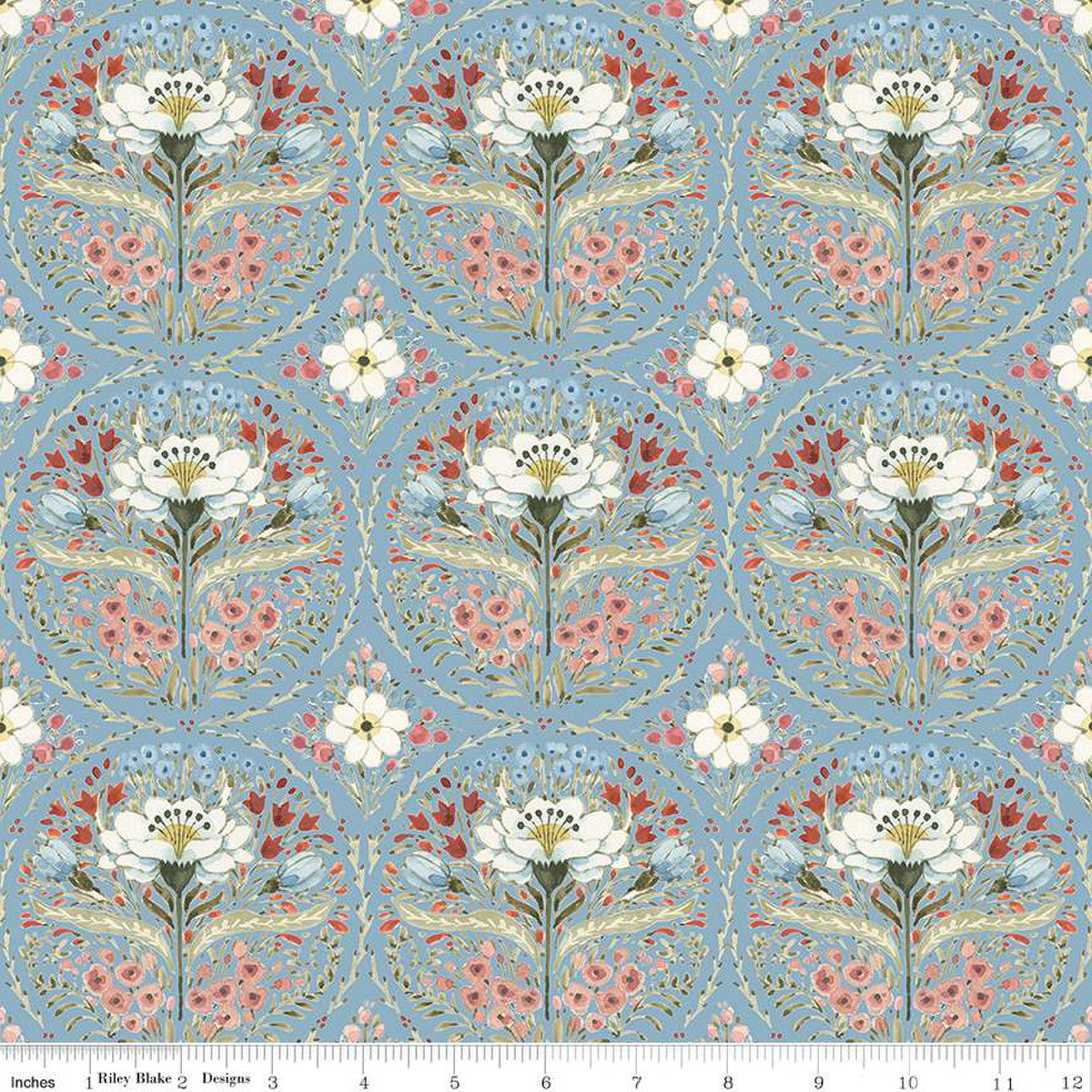 Countryside Medallion Blue 1/2 yard