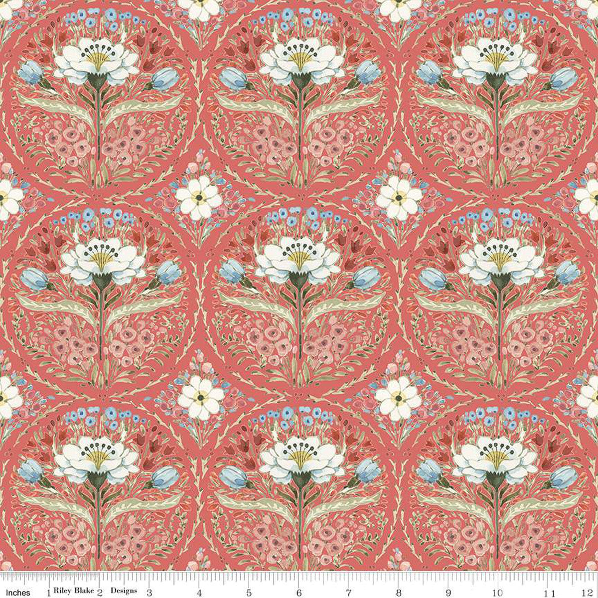 Countryside Medallion Red 1/2 yard