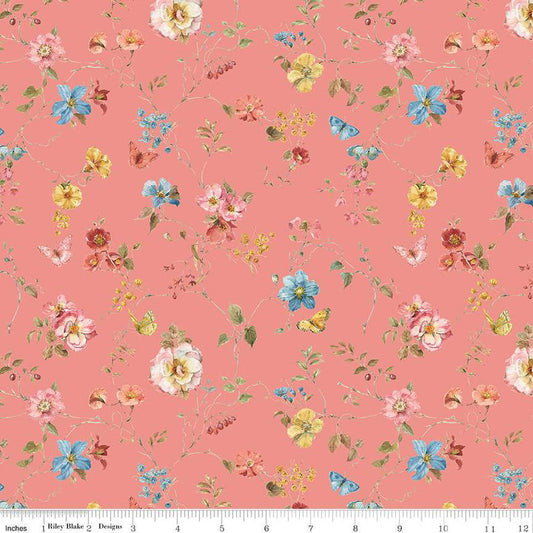 Countryside Floral Coral 1/2 yard