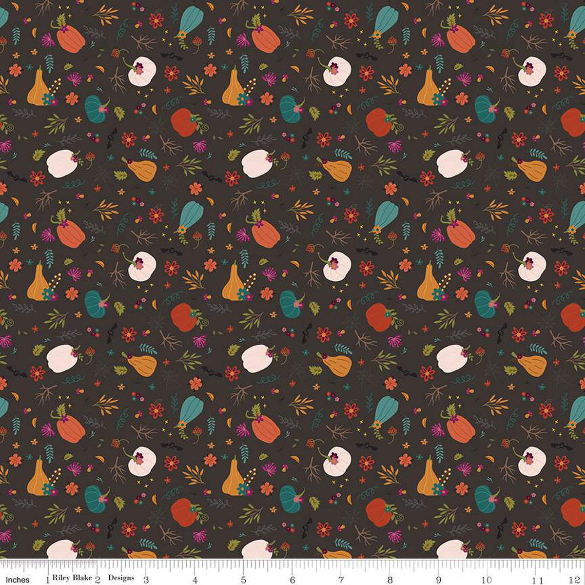 Little Witch Pumpkin Patch Espresso 1/2 yard