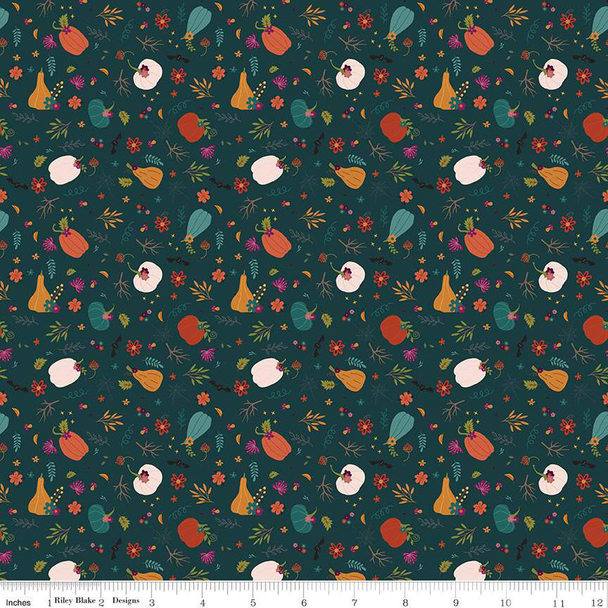 Little Witch Pumpkin Patch Jade 1/2 yard