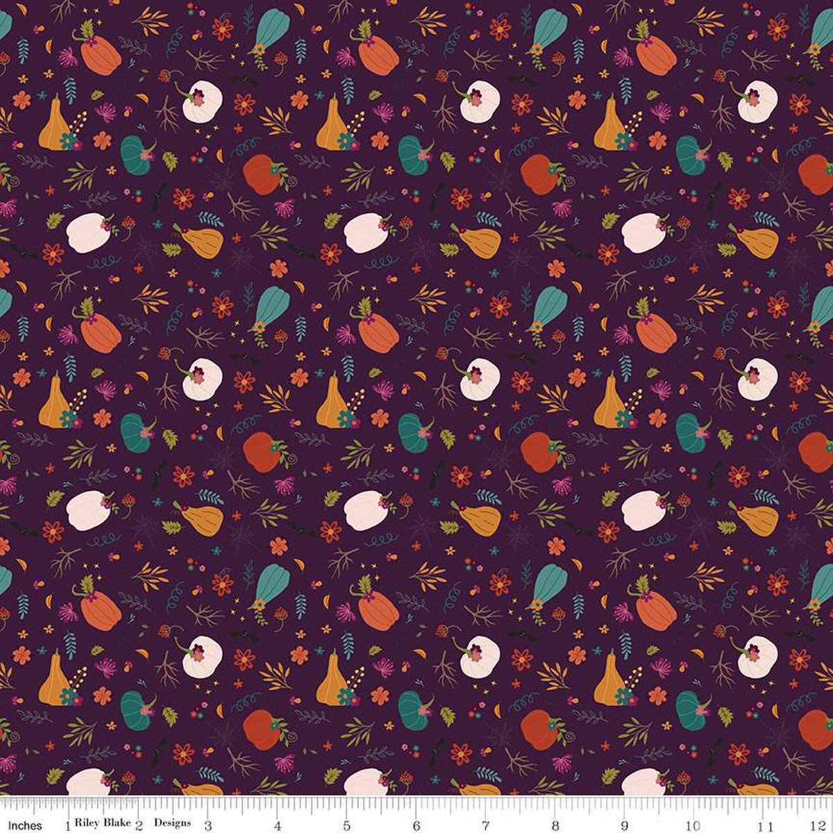 Little Witch Pumpkin Patch Purple 1/2 yard