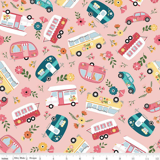 Gone Glamping Main Pink 1/2 yard