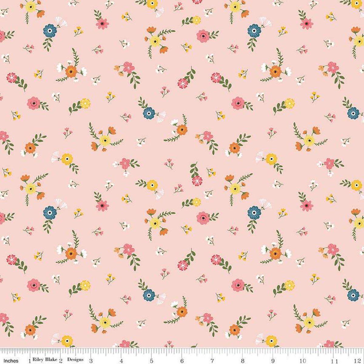 Gone Glamping Flowers Pink 1/2 yard