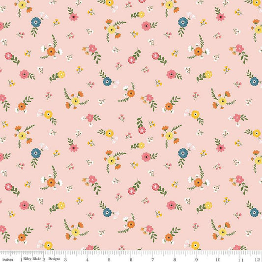 Gone Glamping Flowers Pink 1/2 yard