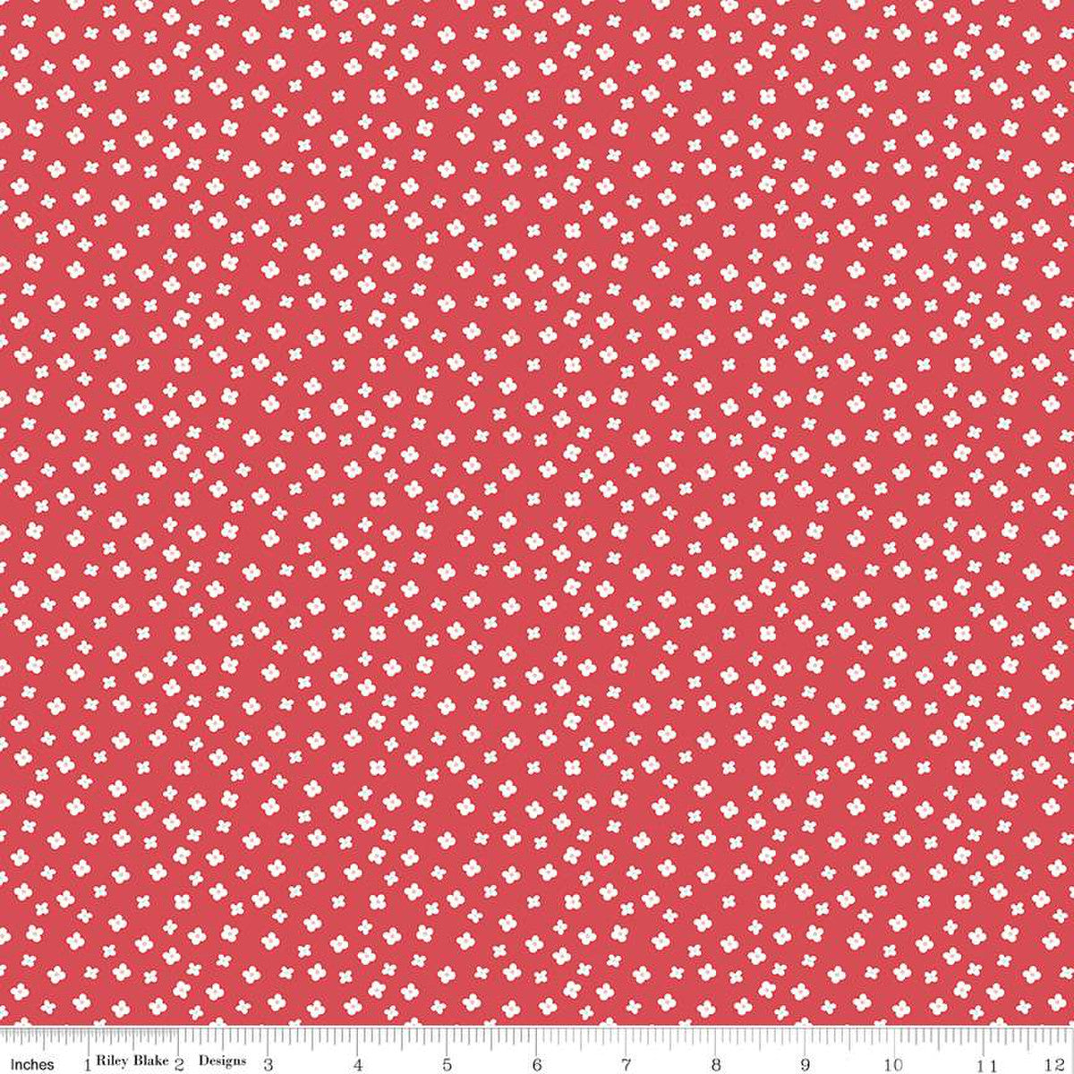 Gone Glamping Blossoms Red 1/2 yard