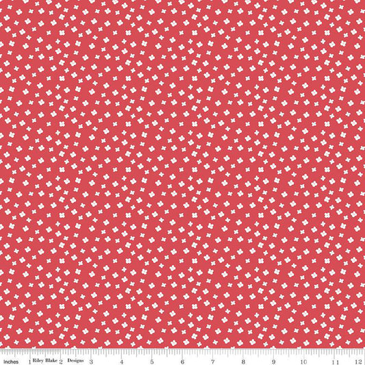 Gone Glamping Blossoms Red 1/2 yard