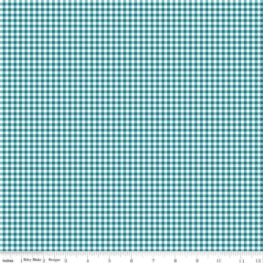 Gone Glamping Gingham Blue 1/2 yard