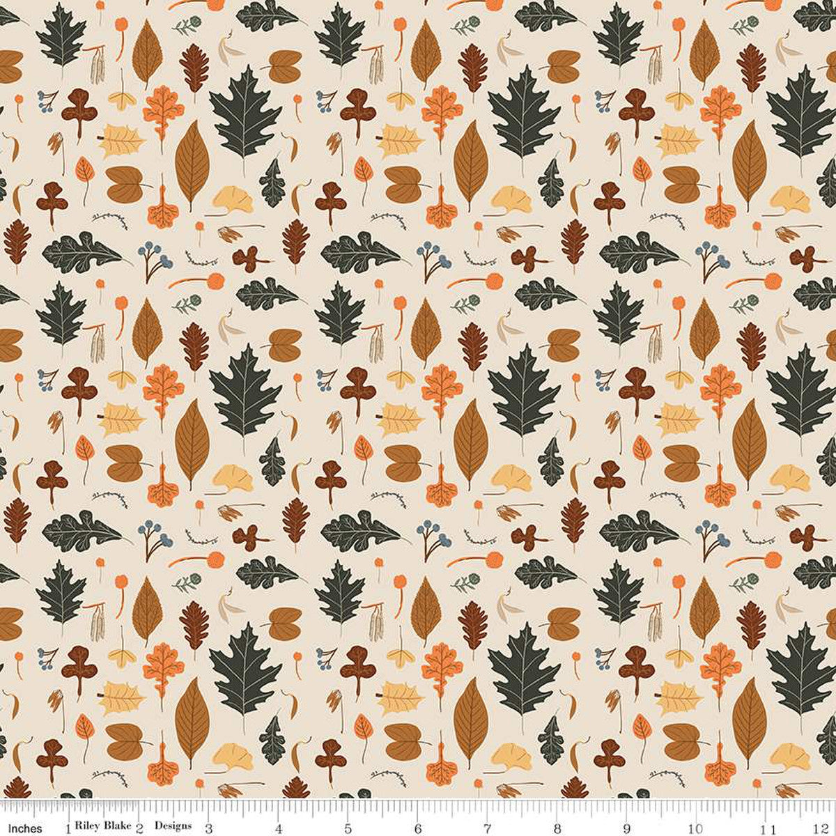 Pumpkin Spice Leaves Ivory 1/2 yard