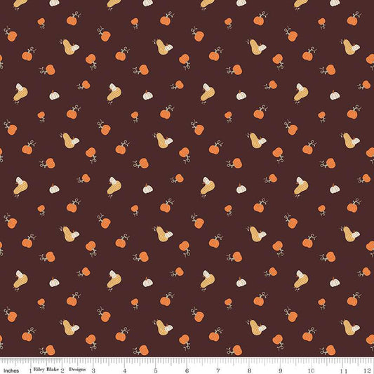 Pumpkin Spice Pumpkins Espresso 1/2 yard