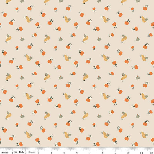 Pumpkin Spice Pumpkins Ivory 1/2 yard