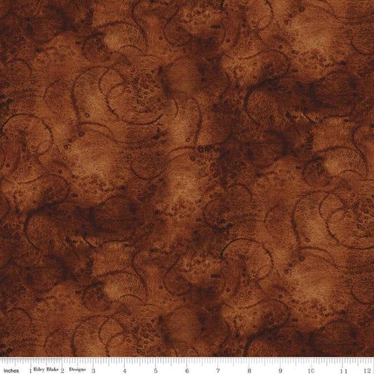 Painter's Watercolor Swirl Burnt Umber 1/2 yard