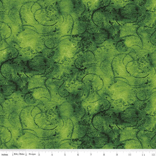 Painter's Watercolor Swirl Dark Green 1/2 yard