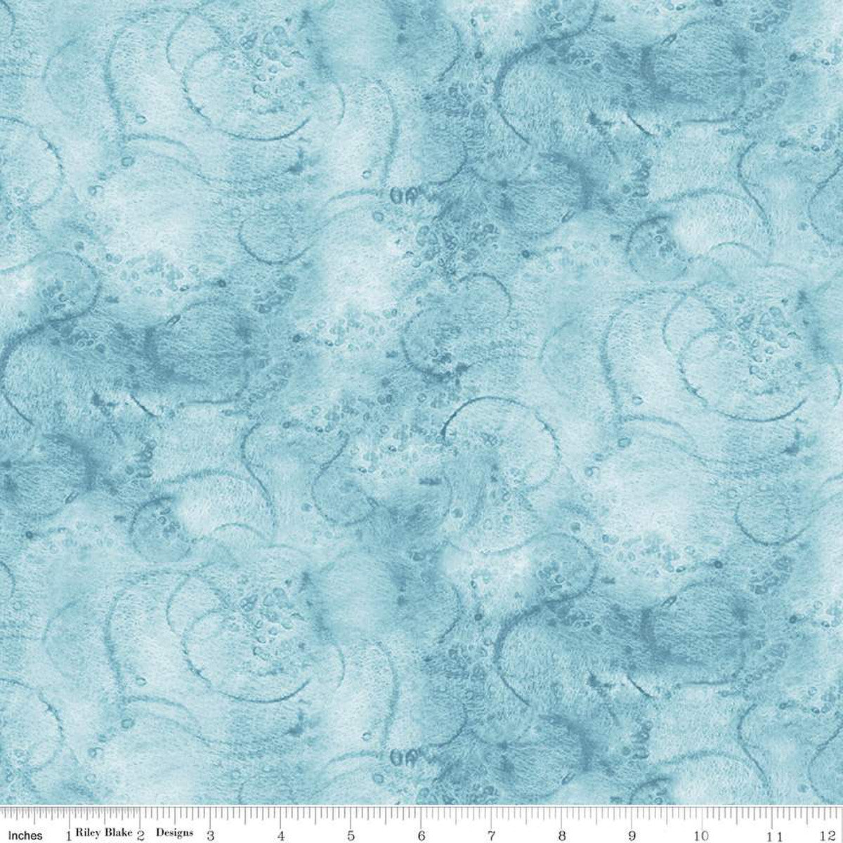 Painter's Watercolor Swirl Turquoise 1/2 yard