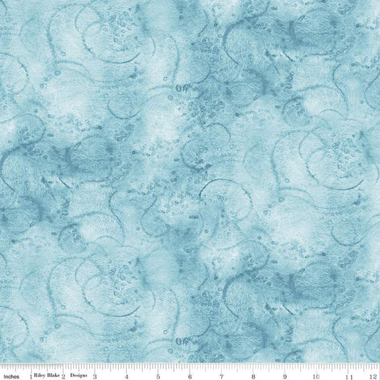 Painter's Watercolor Swirl Turquoise 1/2 yard