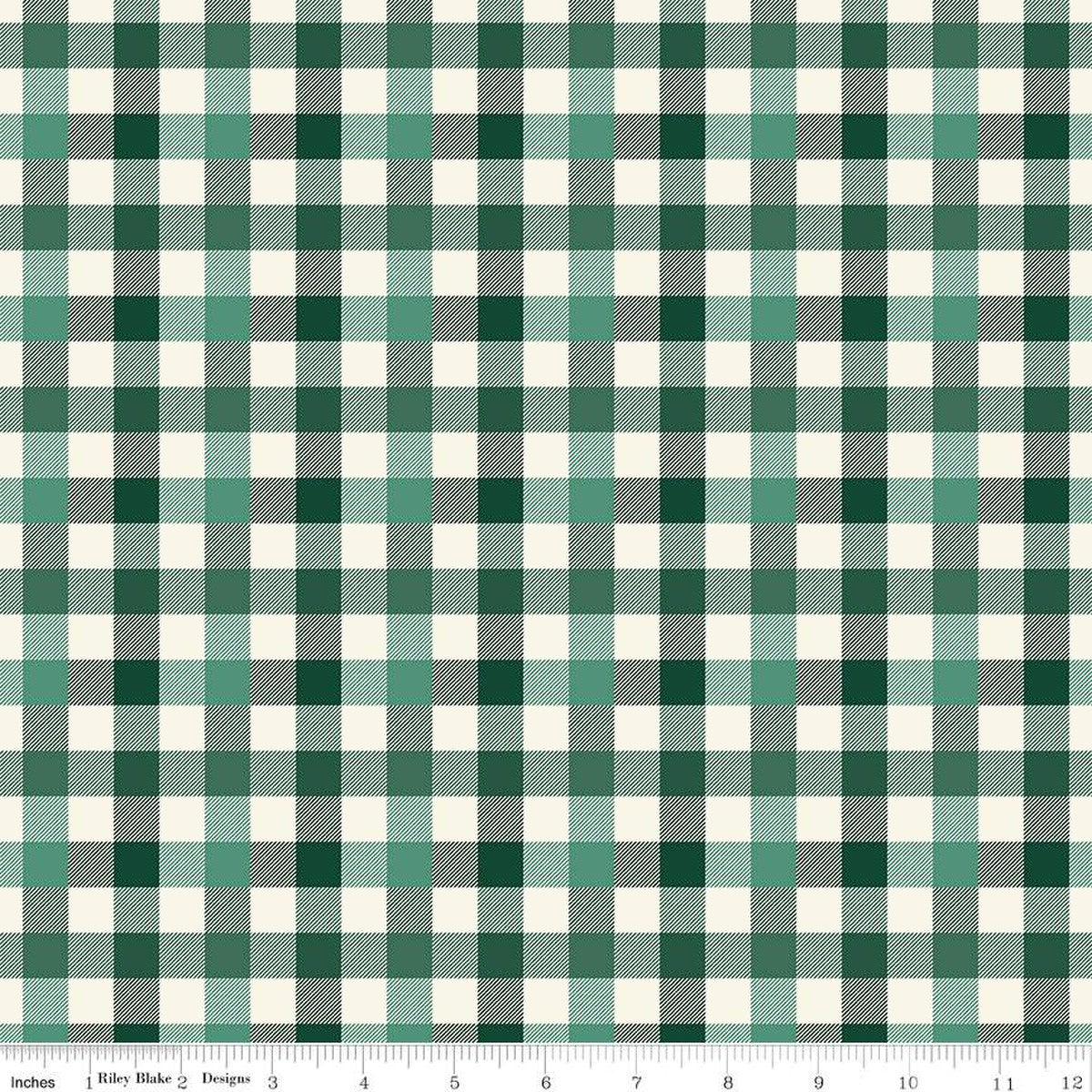 Flannel Old Fashioned Christmas Check Green 1/2 yard