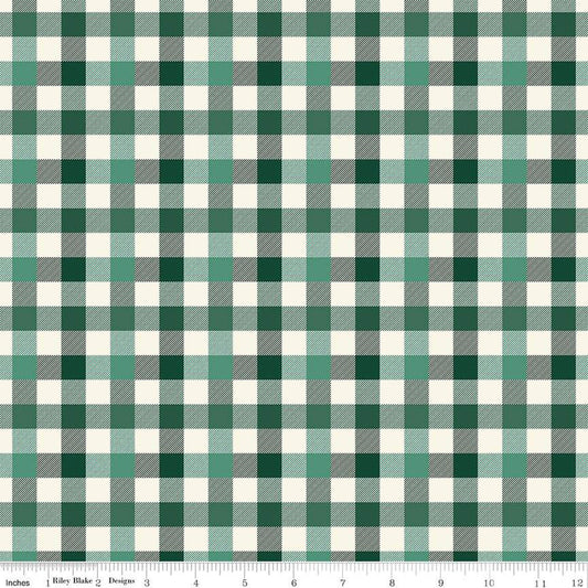 Flannel Old Fashioned Christmas Check Green 1/2 yard