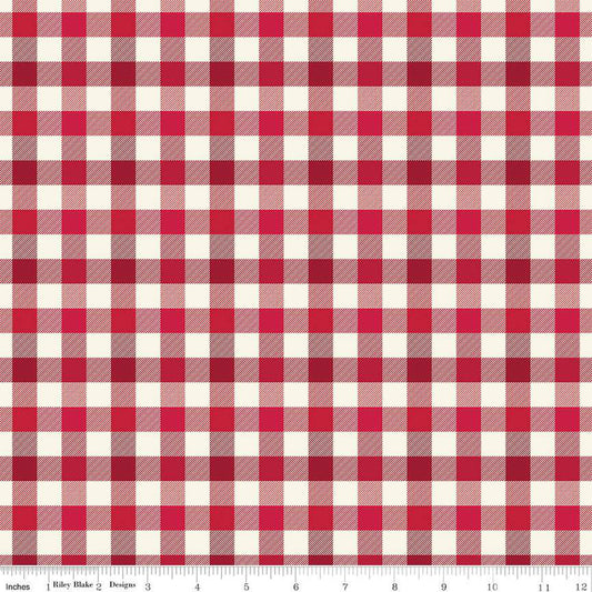 Flannel Old Fashioned Christmas Check Red 1/2 yard