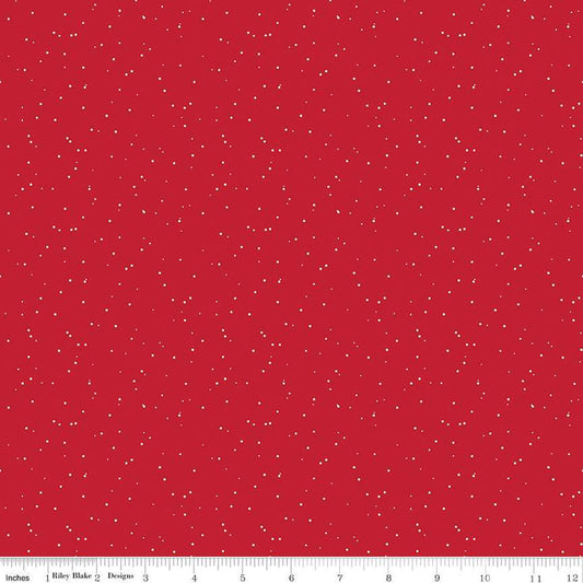 Flannel Snow Dots Red 1/2 yard