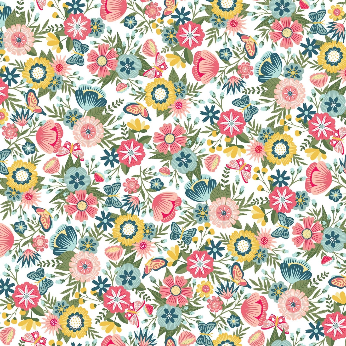 Vintage Flora (White) 1/2 yard