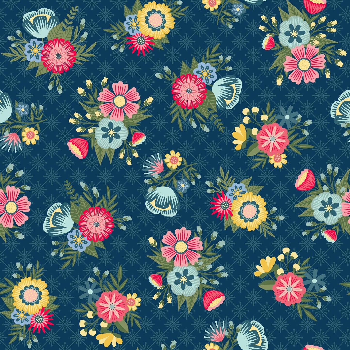 Vintage Flora (Dark Blue) 1/2 yard