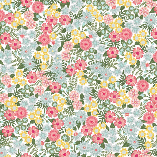 Vintage Flora Floral (Grey) 1/2 yard