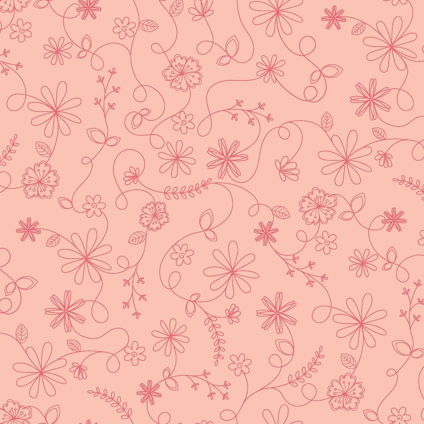 Vintage Flora Swirl Floral (Pink) 1/2 yard