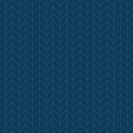 Vintage Flora Chevron (Dark Blue) 1/2 yard