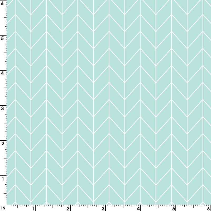 Vintage Flora Chevron (Aqua) 1/2 yard