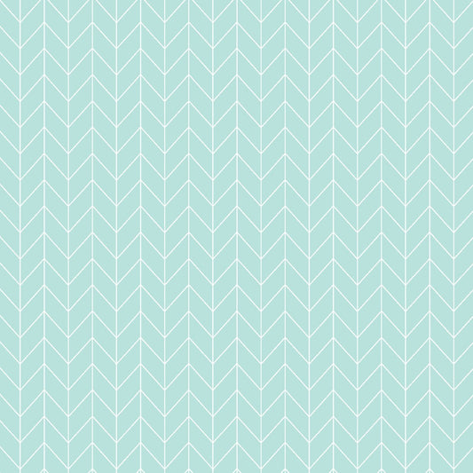 Vintage Flora Chevron (Aqua) 1/2 yard