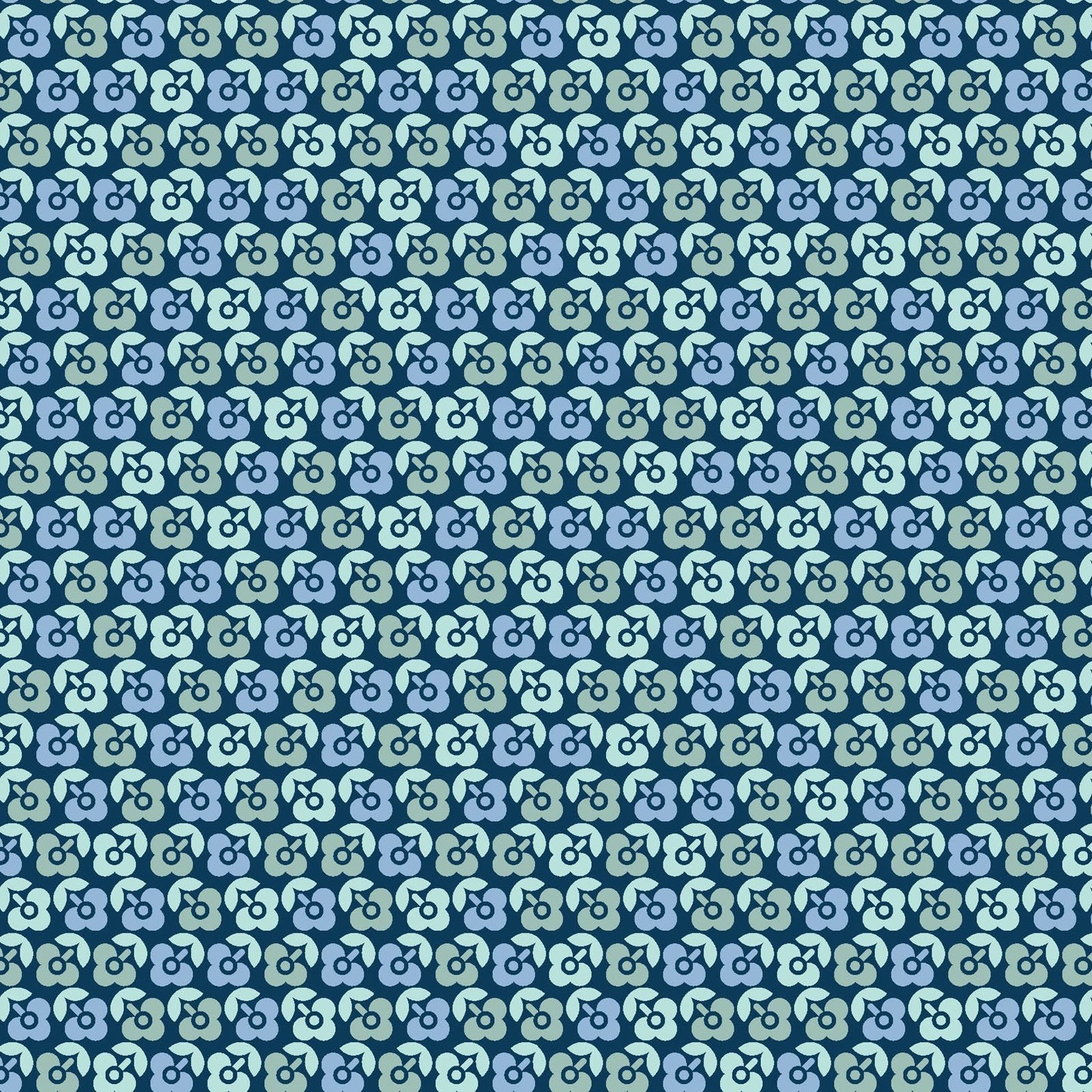 Vintage Flora Lucky Flower (Dark Blue) 1/2 yard