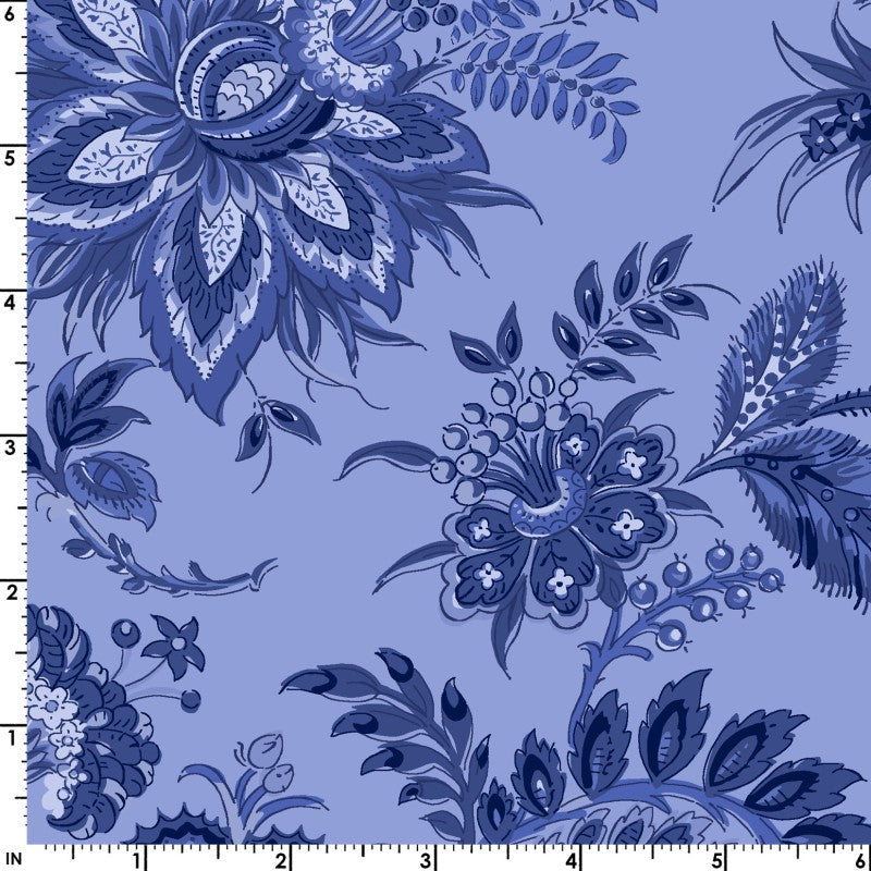 French Quarter Large Floral (Light Blue) 1/2 yard