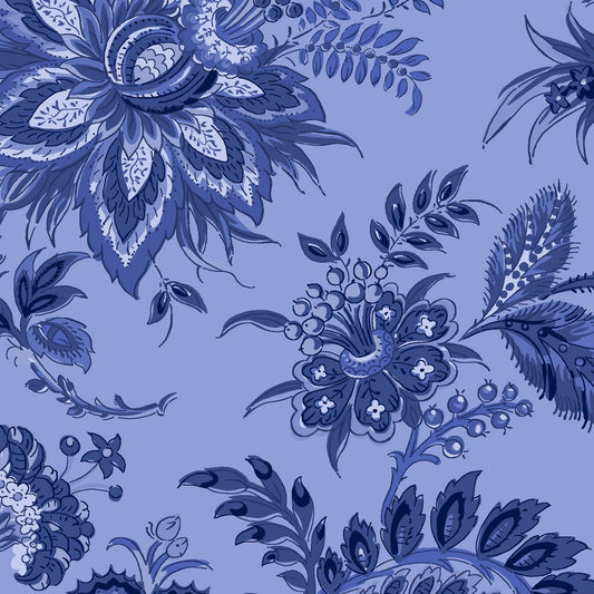 French Quarter Large Floral (Light Blue) 1/2 yard