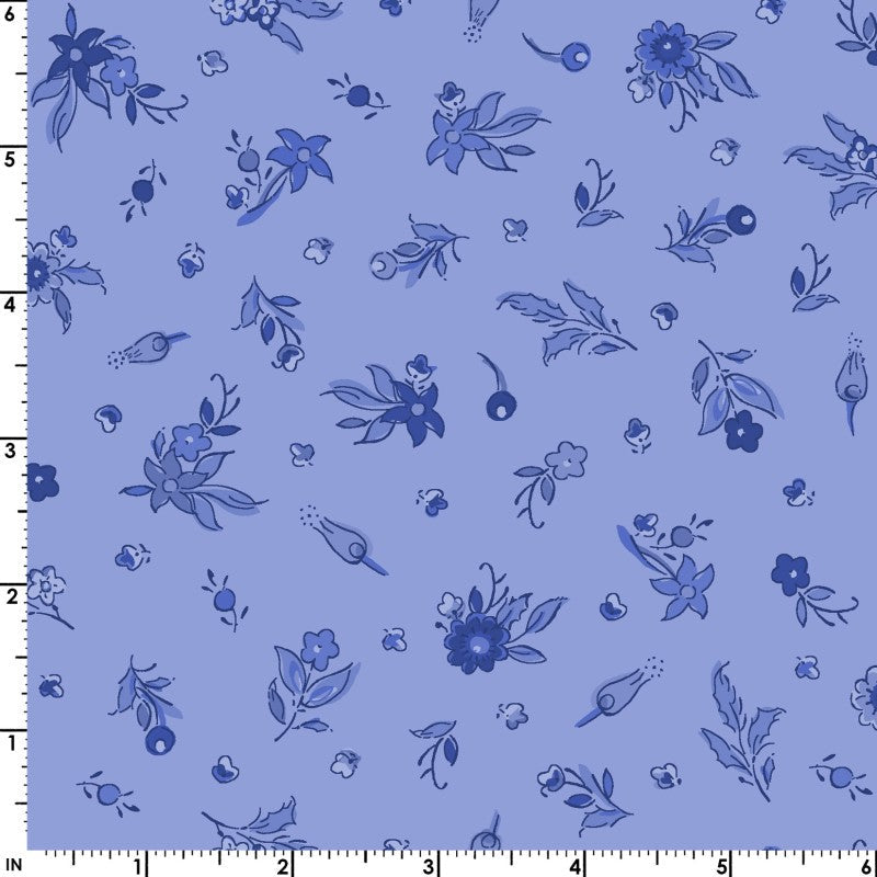 French Quarter Small Floral (Light Blue) 1/2 yard