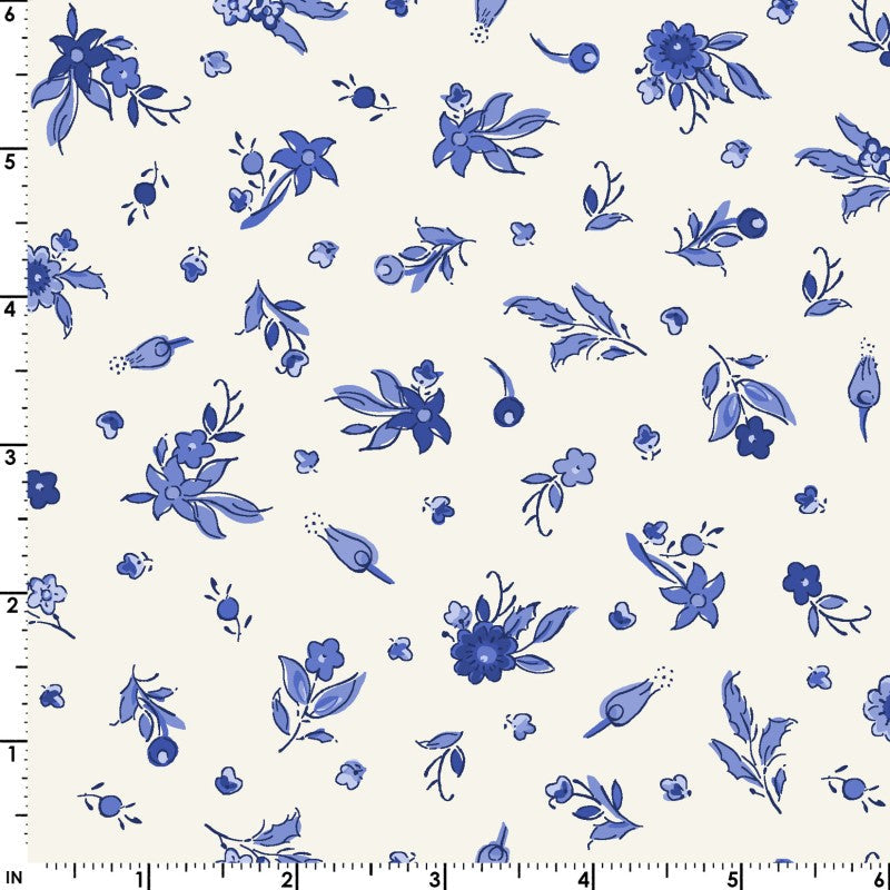 French Quarter Small Floral (Cream) 1/2 yard