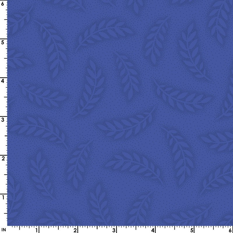 French Quarter Dot Leaves (Medium Blue) 1/2 yard