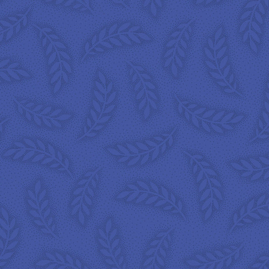 French Quarter Dot Leaves (Medium Blue) 1/2 yard