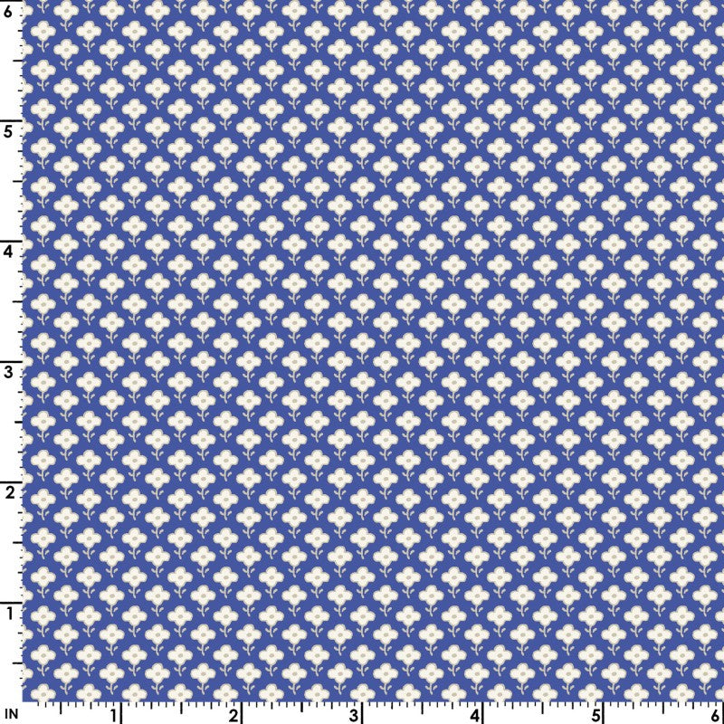 French Quarter Flower Pattern (Blue/Cream) 1/2 yard