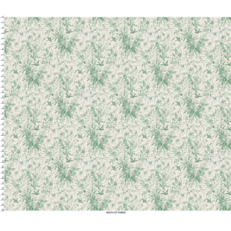 Birdsong Flowers and Birds (Sage Green) 1/2 yard