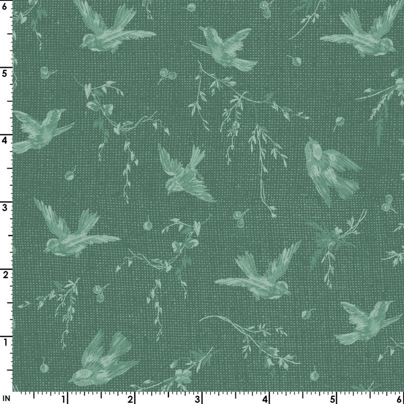 Birdsong Birds (Dark Green) 1/2 yard